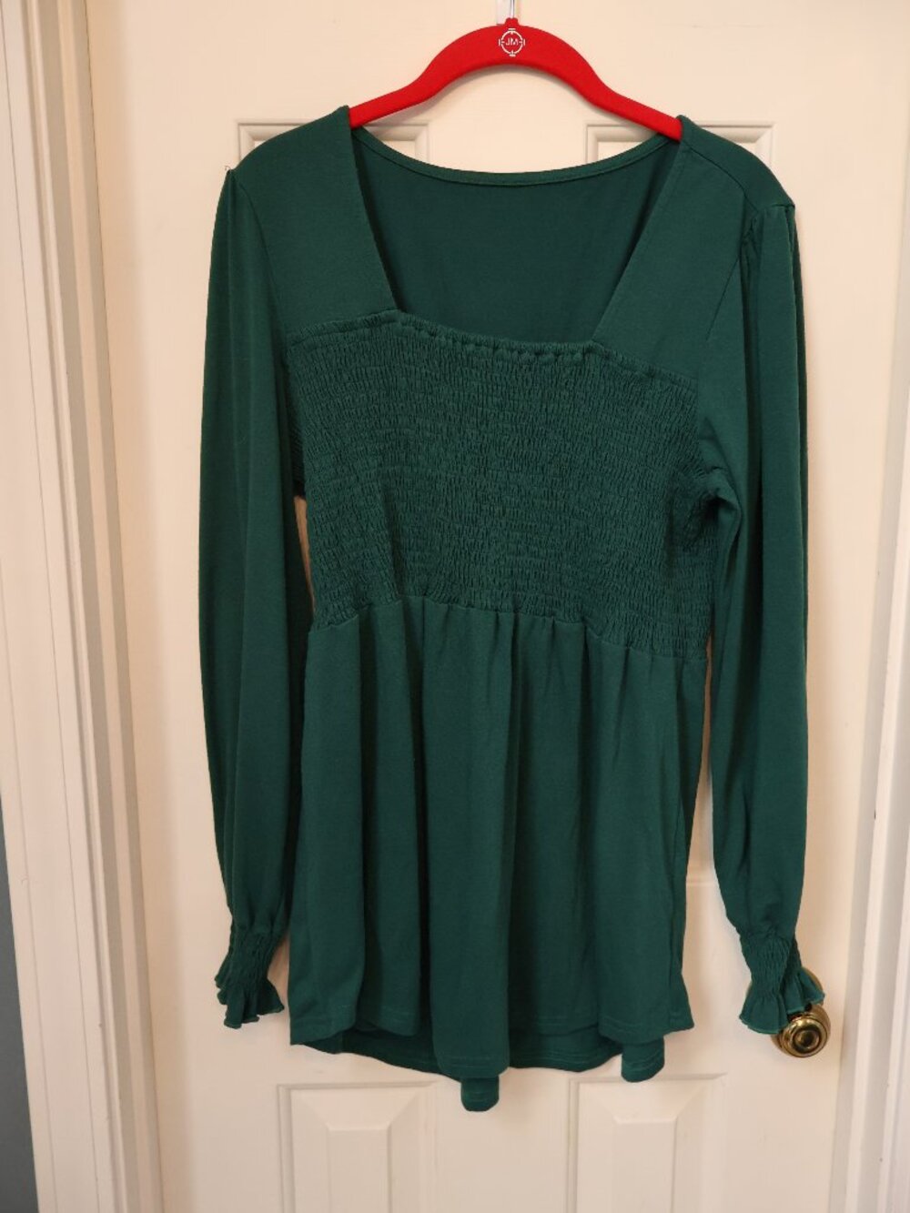 Women's Square Neck Ruffle Long Sleeve Blouse - XL